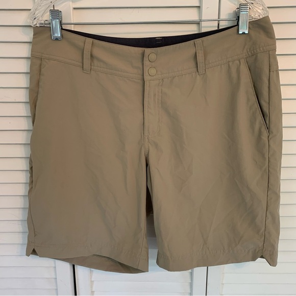 ExOfficio Women’s Sol Cool Nomad Shorts Size 8 Khaki Nylon 8” Inseam Zip Pocket - Picture 1 of 16